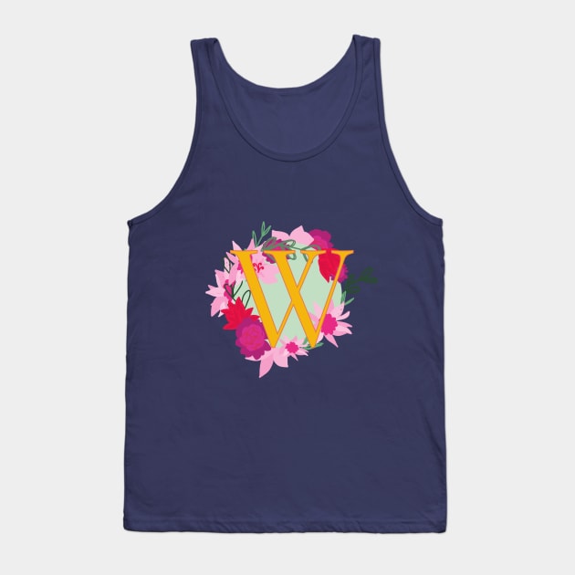 Monogram W, Personalized Initial Tank Top by Bunniyababa